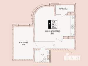 1-к квартира, вторичка, 54м2, 20/24 этаж