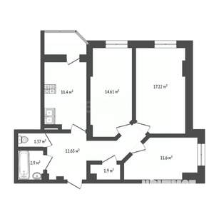 3-к квартира, вторичка, 76м2, 11/24 этаж