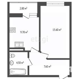 1-к квартира, вторичка, 39м2, 9/12 этаж