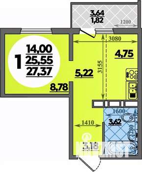 Студия квартира, вторичка, 27м2, 15/17 этаж