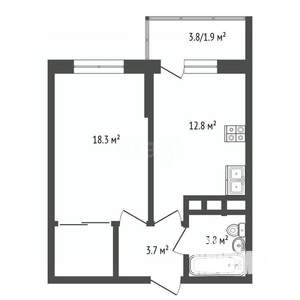 1-к квартира, вторичка, 40м2, 16/25 этаж