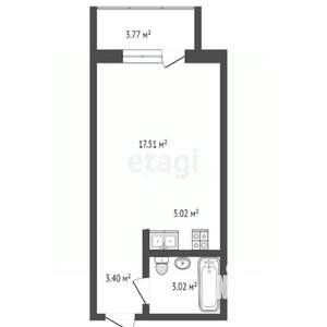Студия квартира, вторичка, 26м2, 24/24 этаж