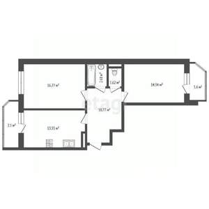 2-к квартира, вторичка, 67м2, 13/22 этаж