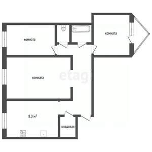 3-к квартира, вторичка, 64м2, 7/9 этаж