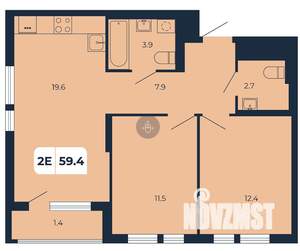 2-к квартира, вторичка, 59м2, 10/17 этаж