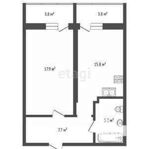 1-к квартира, вторичка, 55м2, 2/25 этаж
