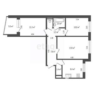 3-к квартира, вторичка, 64м2, 2/10 этаж