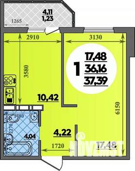 1-к квартира, вторичка, 37м2, 15/17 этаж
