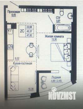 2-к квартира, вторичка, 48м2, 10/26 этаж