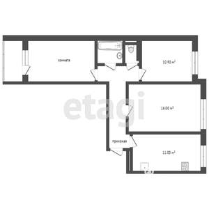3-к квартира, вторичка, 64м2, 5/10 этаж