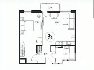 1-к квартира, вторичка, 48м2, 15/28 этаж