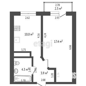 1-к квартира, вторичка, 36м2, 4/4 этаж