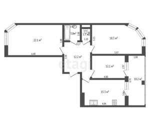3-к квартира, сданный дом, 86м2, 22/24 этаж