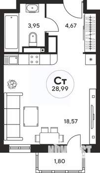 Студия квартира, вторичка, 29м2, 11/25 этаж