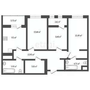 3-к квартира, вторичка, 85м2, 13/21 этаж