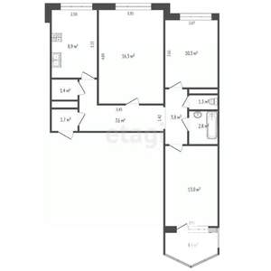 3-к квартира, вторичка, 65м2, 2/9 этаж