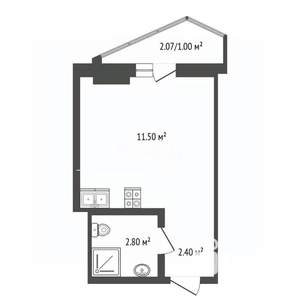 Студия квартира, сданный дом, 17м2, 6/24 этаж