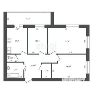 3-к квартира, вторичка, 77м2, 14/17 этаж