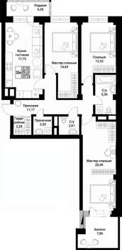 3-к квартира, вторичка, 94м2, 2/10 этаж