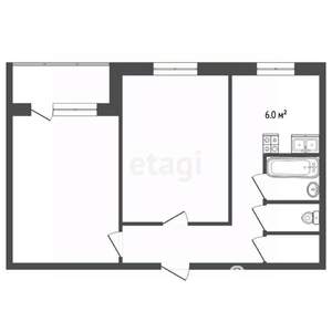 2-к квартира, вторичка, 43м2, 3/5 этаж