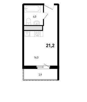 Студия квартира, вторичка, 21м2, 11/12 этаж