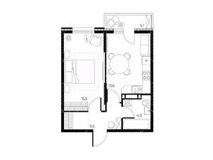 1-к квартира, вторичка, 40м2, 8/25 этаж