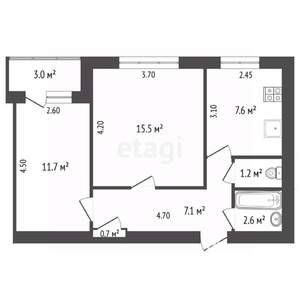 2-к квартира, вторичка, 48м2, 4/9 этаж