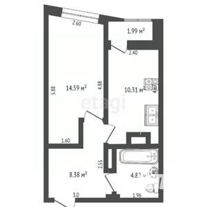 1-к квартира, вторичка, 40м2, 22/25 этаж
