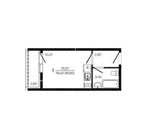 Студия квартира, вторичка, 20м2, 5/19 этаж