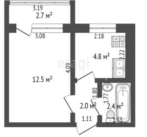 Студия квартира, вторичка, 20м2, 2/9 этаж